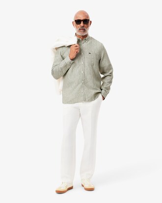 Camisa de lino de corte regular de rayas