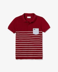 Polo de niño Lacoste en piqué de algodón de rayas y bolsillo a contraste
