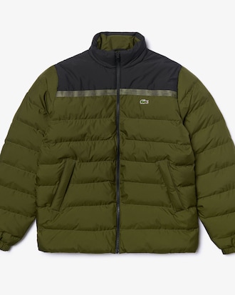 Chaqueta acolchada de hombre Lacoste SPORT con cremallera y dise&ntilde;o color block resistente al agua