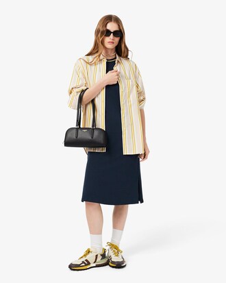Vestido camisero de punto jersey con ribete en contraste