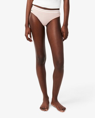 Tanga de algod&oacute;n con cintura de rayas