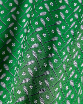 Vestido de satén estampado con cuello de lazada Runway