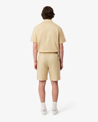 Pantal&oacute;n corto de algod&oacute;n de rayas con estampado de cocodrilo