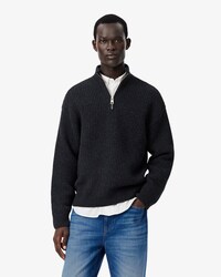Jersey de cuello alto con cremallera de lana