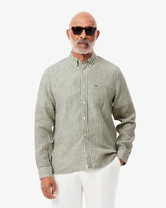 Camisa de lino de corte regular de rayas