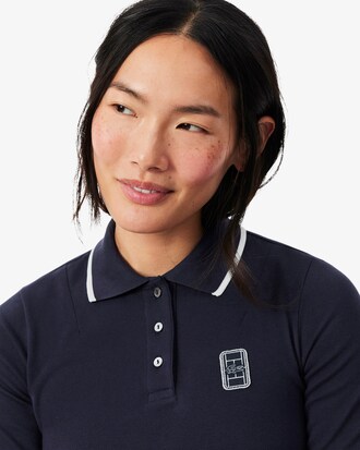 Polo Piqu&eacute; bicolore avec badge slim fit