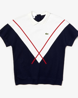 Polo Lacoste Made in France en piqu&eacute; de coton &agrave; motif jacquard