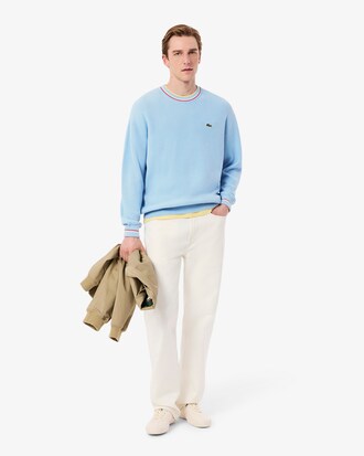 Pull fin en crêpe de coton à rayures