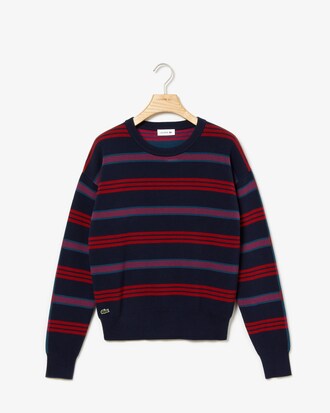 Pull col rond double face ray&eacute; en piqu&eacute; et jersey