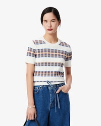 Pull manches courtes maille c&ocirc;tel&eacute;e