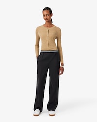 Pantalon &agrave; plis laine m&eacute;lang&eacute;e oversize