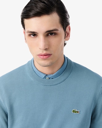 Pull coton uni col rond
