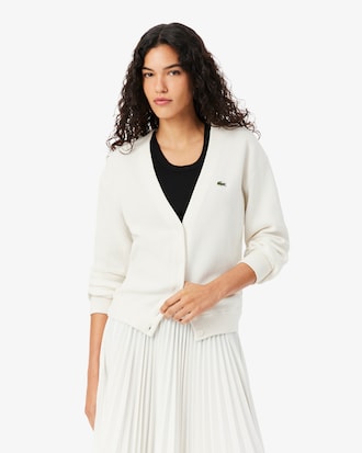 Cardigan col V point mousse coton