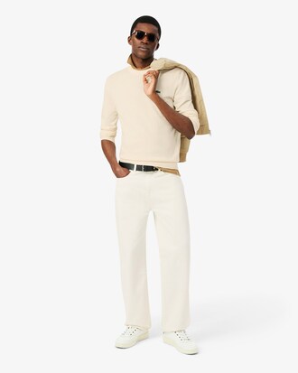 Pull coton uni col rond