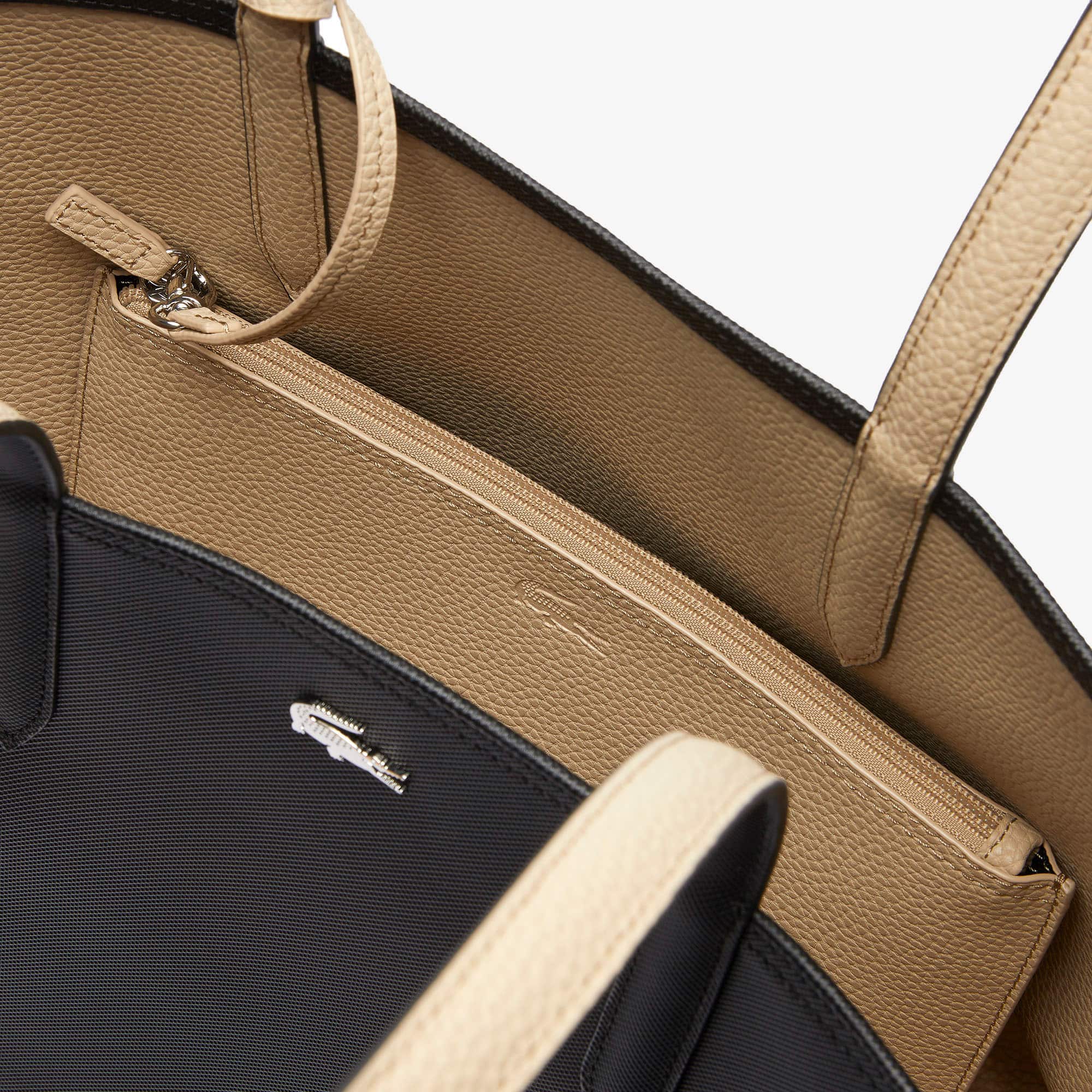 Sac cabas rigide cuir italien Lacoste Beige | Galeries Lafayette