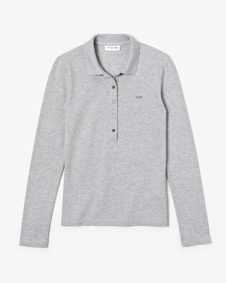 Polo slim fit Lacoste &agrave; manches longues en mini piqu&eacute; stretch