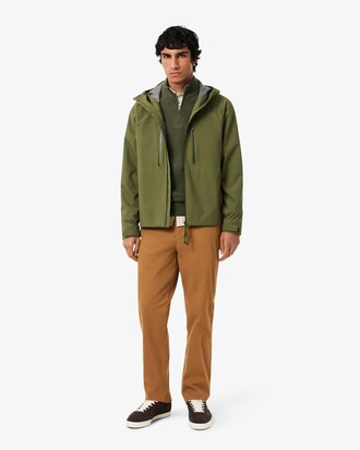 Pull zippé en laine cardée uni col montant