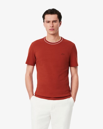 T-shirt en Piqué stretch col rayé