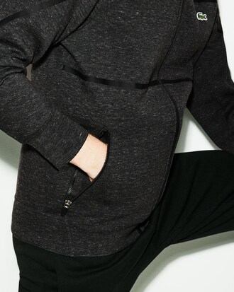 Sweatshirt zipp&eacute; col banane Lacoste SPORT en molleton uni