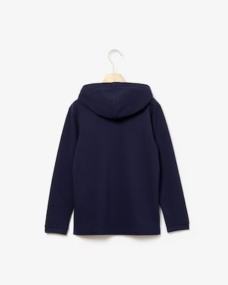 Polo &agrave; capuche Gar&ccedil;on Lacoste &agrave; manches longues en piqu&eacute; uni