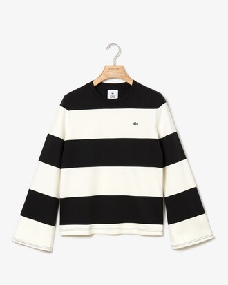 T-shirt à manches longues évasées Lacoste LIVE en coton rayé