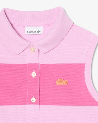Robe polo sans manches en Piqu&eacute; ray&eacute;