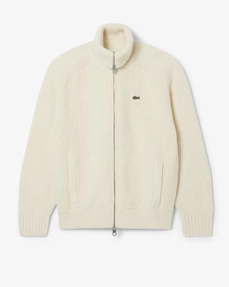 Pull zippé col montant laine cardée