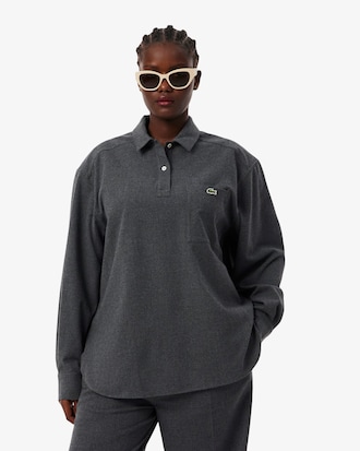 Chemise façon polo oversize en flanelle