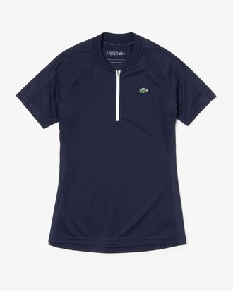 Polo &agrave; col banane zipp&eacute; Golf Lacoste SPORT bi-mati&egrave;re respirant