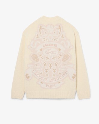 Cardigan laine m&eacute;lang&eacute;e avec blason