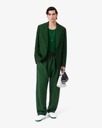 Pantalon bi-mati&egrave;re laine D&eacute;fil&eacute;
