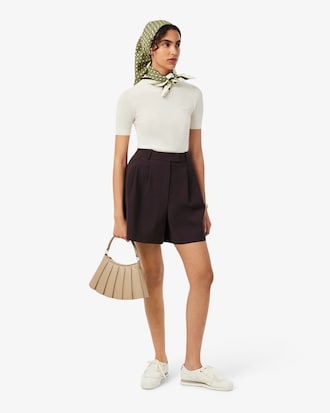 Bermuda oversize &agrave; plis laine