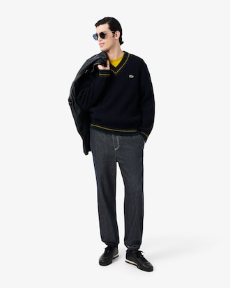 Pantalon denim taille &eacute;lastiqu&eacute;e relaxed fit