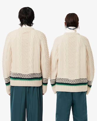 Pull laine textur&eacute;e broderie D&eacute;fil&eacute;