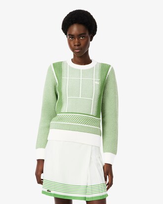 Pull jacquard graphique court de tennis