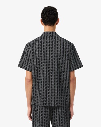 Chemise de pyjama popeline imprim&eacute; monogramme