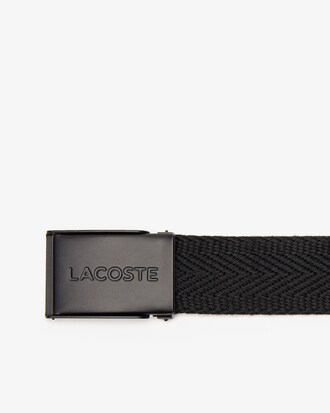 Ceinture sangle unie à boucle plaque gravée Lacoste