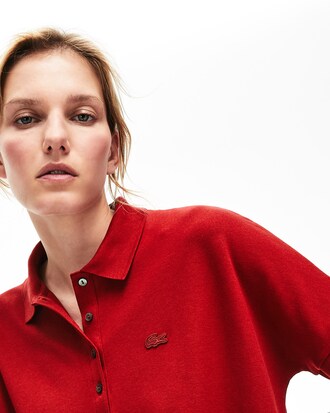 Soft Polo relax fit Lacoste en piqu&eacute; fluide de coton stretch uni