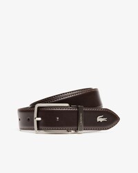 Ceinture en cuir grainé à boucle gravée Lacoste