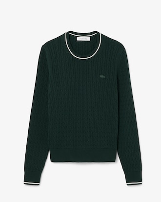 Pull maille torsad&eacute;e d&eacute;tails ray&eacute;s