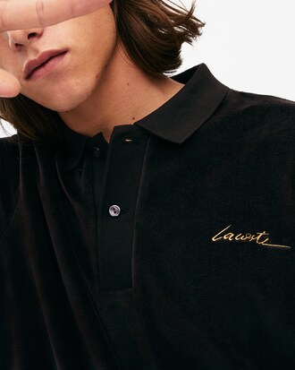 Polo classic fit Lacoste LIVE &agrave; manches longues en velours