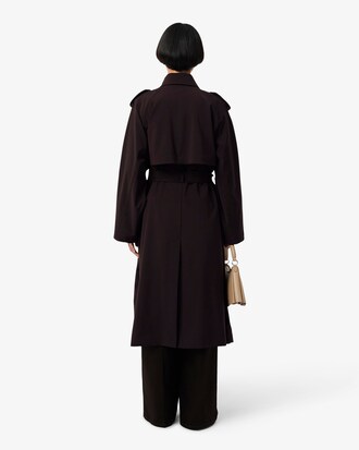 Trench-coat oversize laine m&eacute;lang&eacute;e