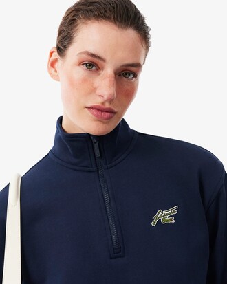 Sweatshirt col montant zipp&eacute; molleton badge