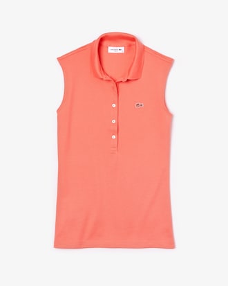 Polo sans manches slim fit Lacoste en mini piqu&eacute; stretch uni