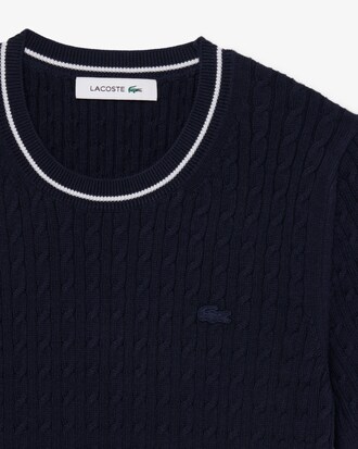 Pull manches courtes maille torsad&eacute;e