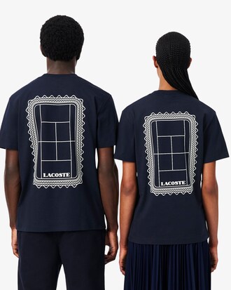 T-shirt jersey coton imprim&eacute; tennis