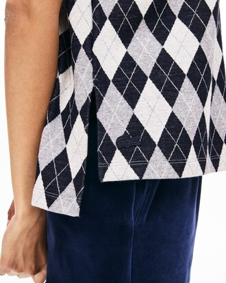 Polo relax fit Lacoste en coton et laine m&eacute;lang&eacute;s &agrave; motif jacquard
