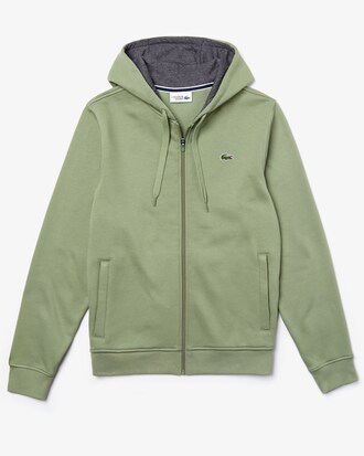 Sweatshirt zippé à capuche Tennis Lacoste SPORT en molleton uni