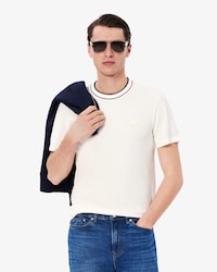 T-shirt en Piqué stretch col rayé