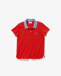 Polo manches courtes en petit piqu&eacute; avec col ray&eacute; et biais contrast&eacute;